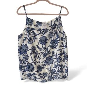 LOFT‎ Women's Blue Floral Top Sz XXL